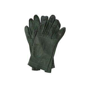 Designer Womens Leather Pull On Driving Gloves Green Size 7
